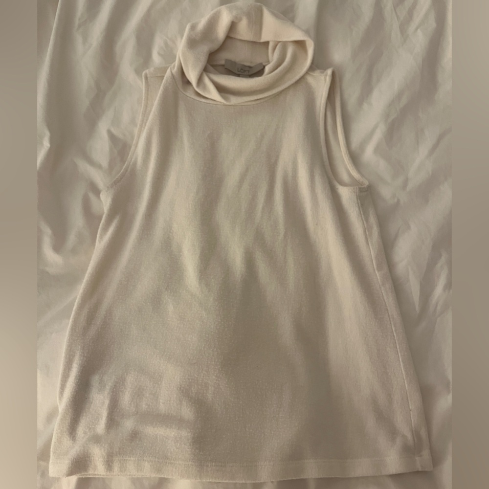LOFT Ivory Knit Turtleneck Top